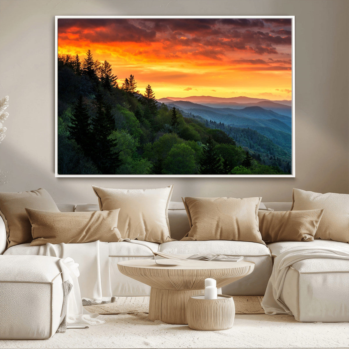 Forest Landscape Wall Art Sunset Canvas, Forest Sunset