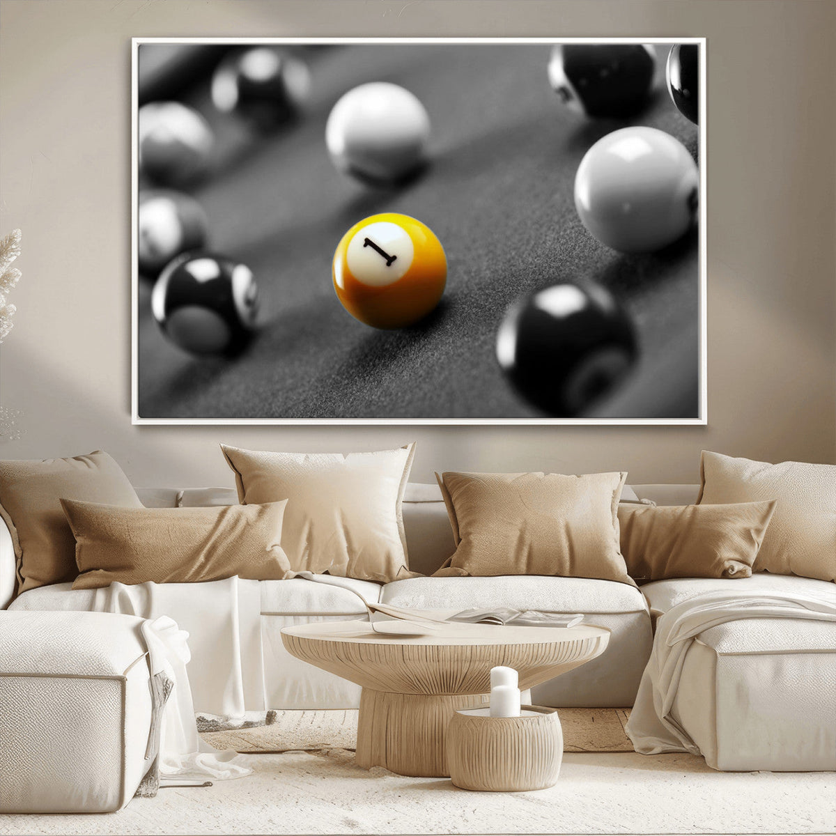 Wall Art Pool Table and Balls Canvas Print
