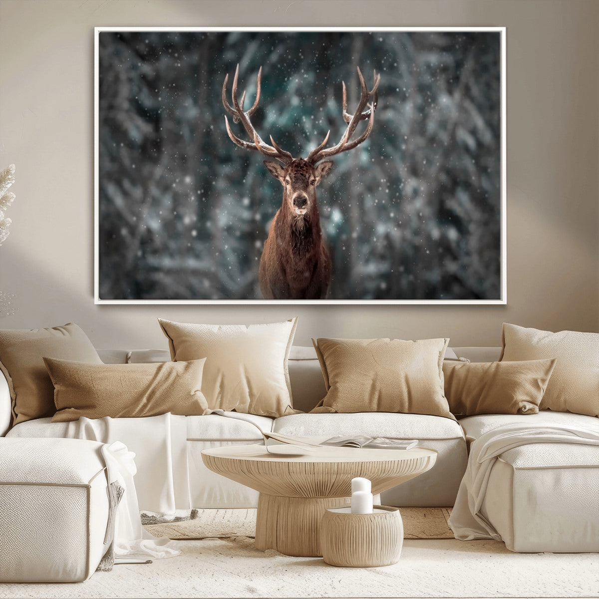 Wall Art Deer Art Animal Canvas, Framed Wall Art Deer Canvas
