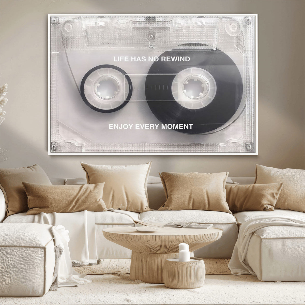 Vintage Cassette Tape Canvas Wall Art - Inspirational 'Life