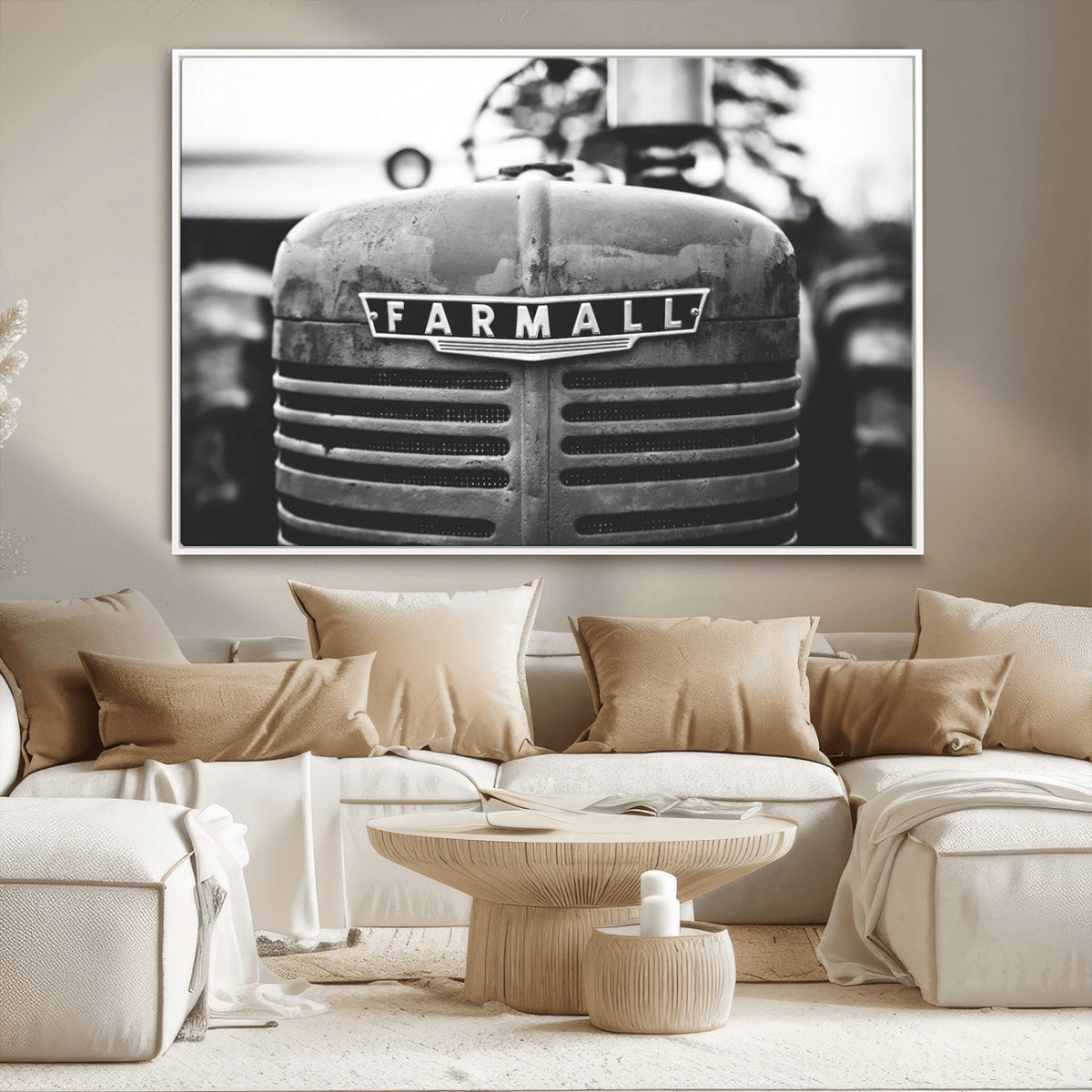 Vintage Farmall Tractor Wall Art Canvas Print, Rustic