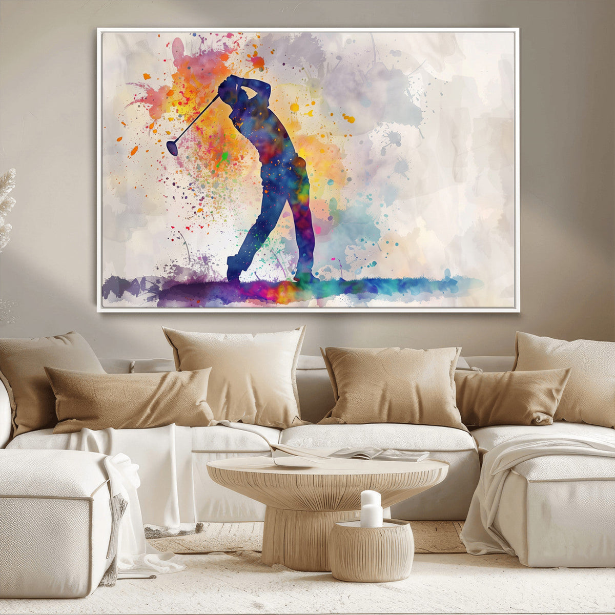 Watercolor Golf Swing Wall Art Canvas Print | Vibrant