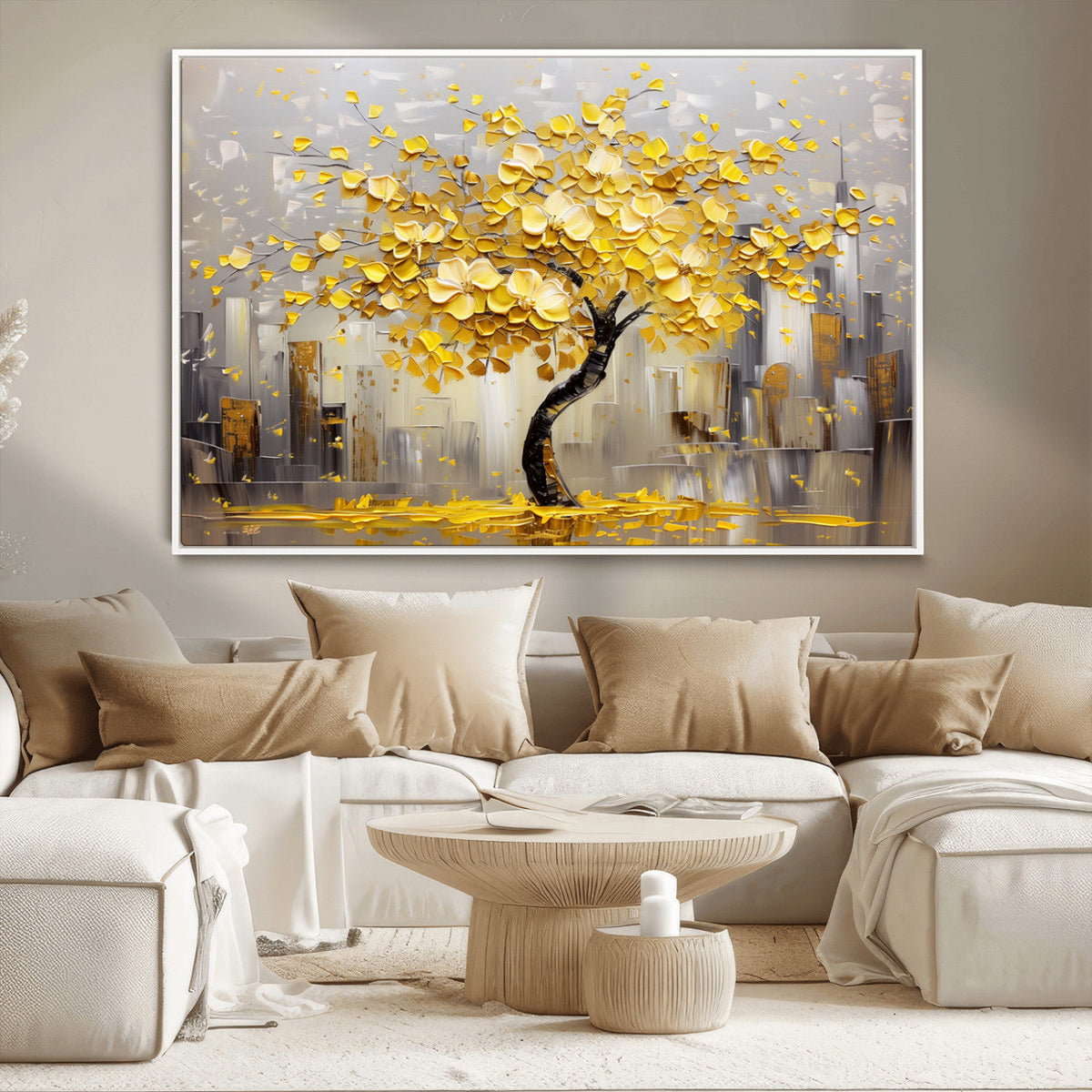 Golden Tree Canvas Print | Abstract Wall Art for Modern