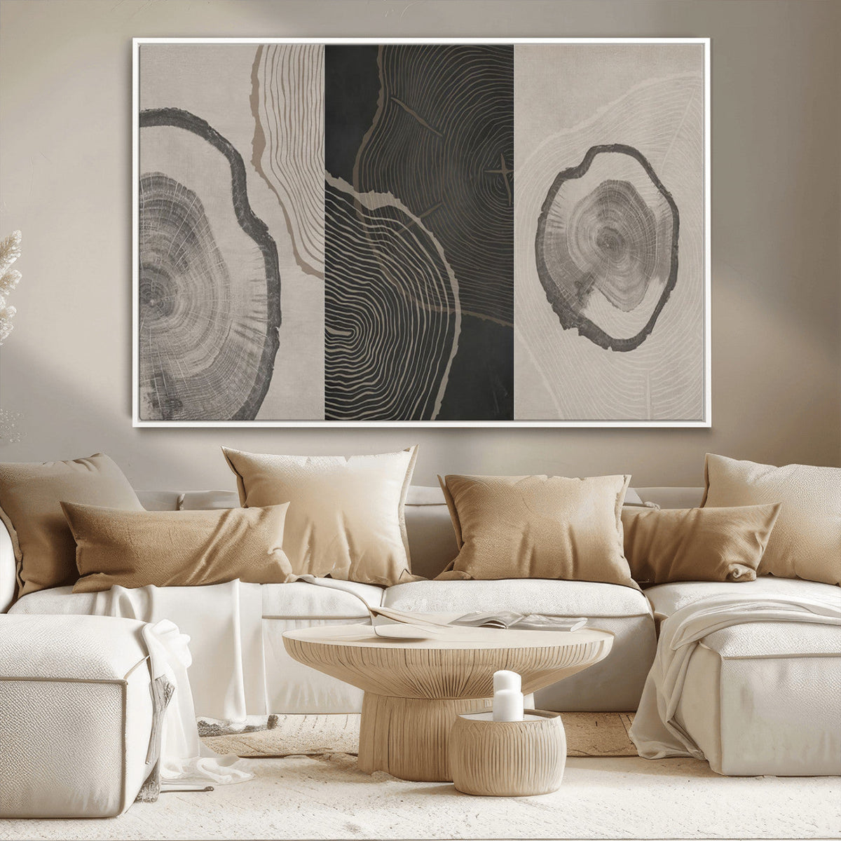 Minimalist Tree Rings Wall Art | Modern Abstract Canvas