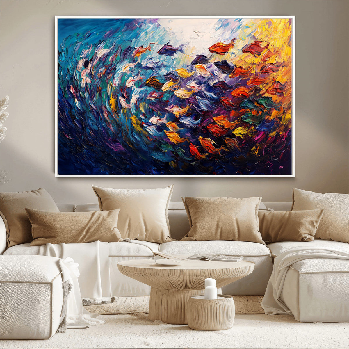Vibrant Abstract Fish Swarm Art – Colorful Fish Inspired