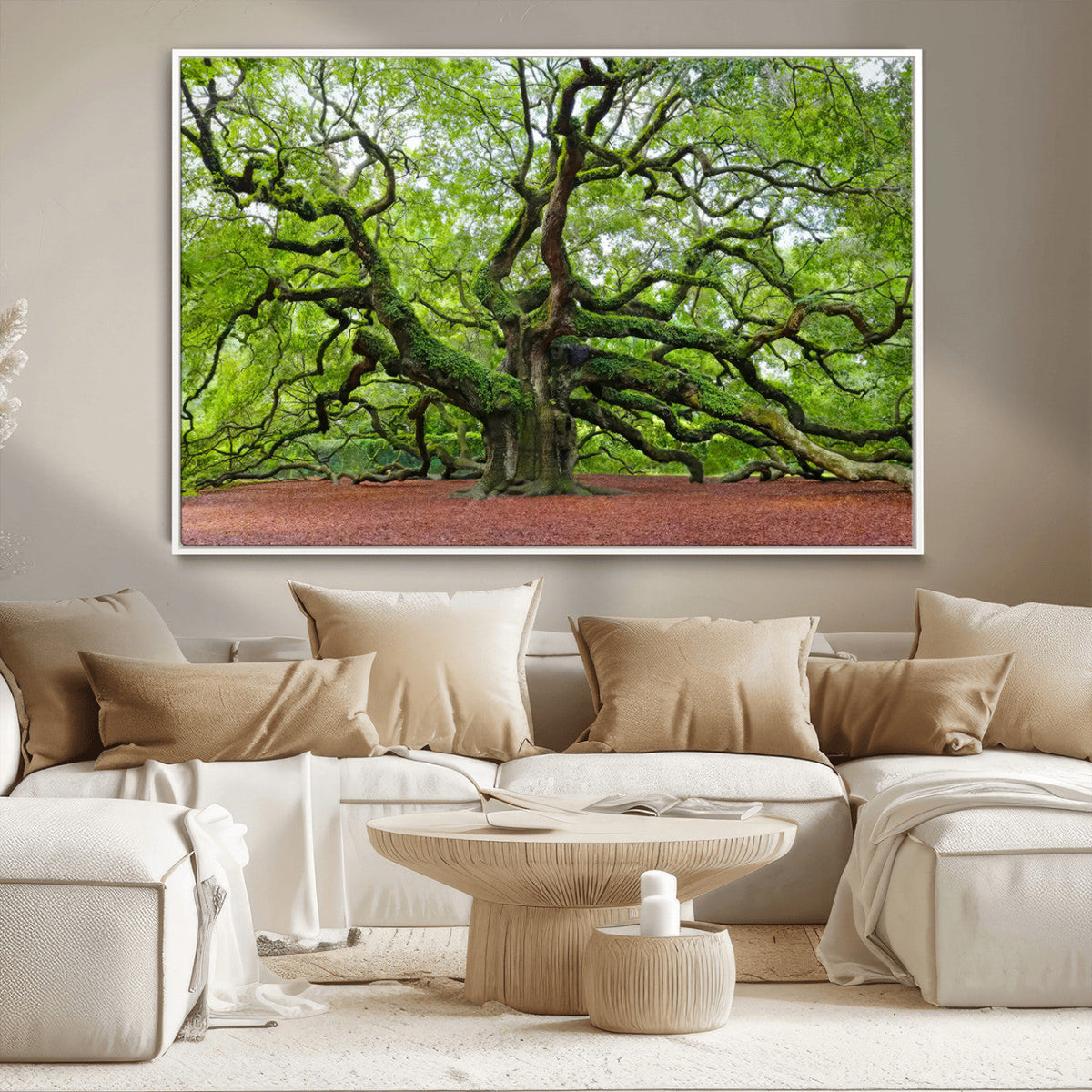 Framed Angel Oak Tree Wall Art - 3-Panel Canvas Prints,