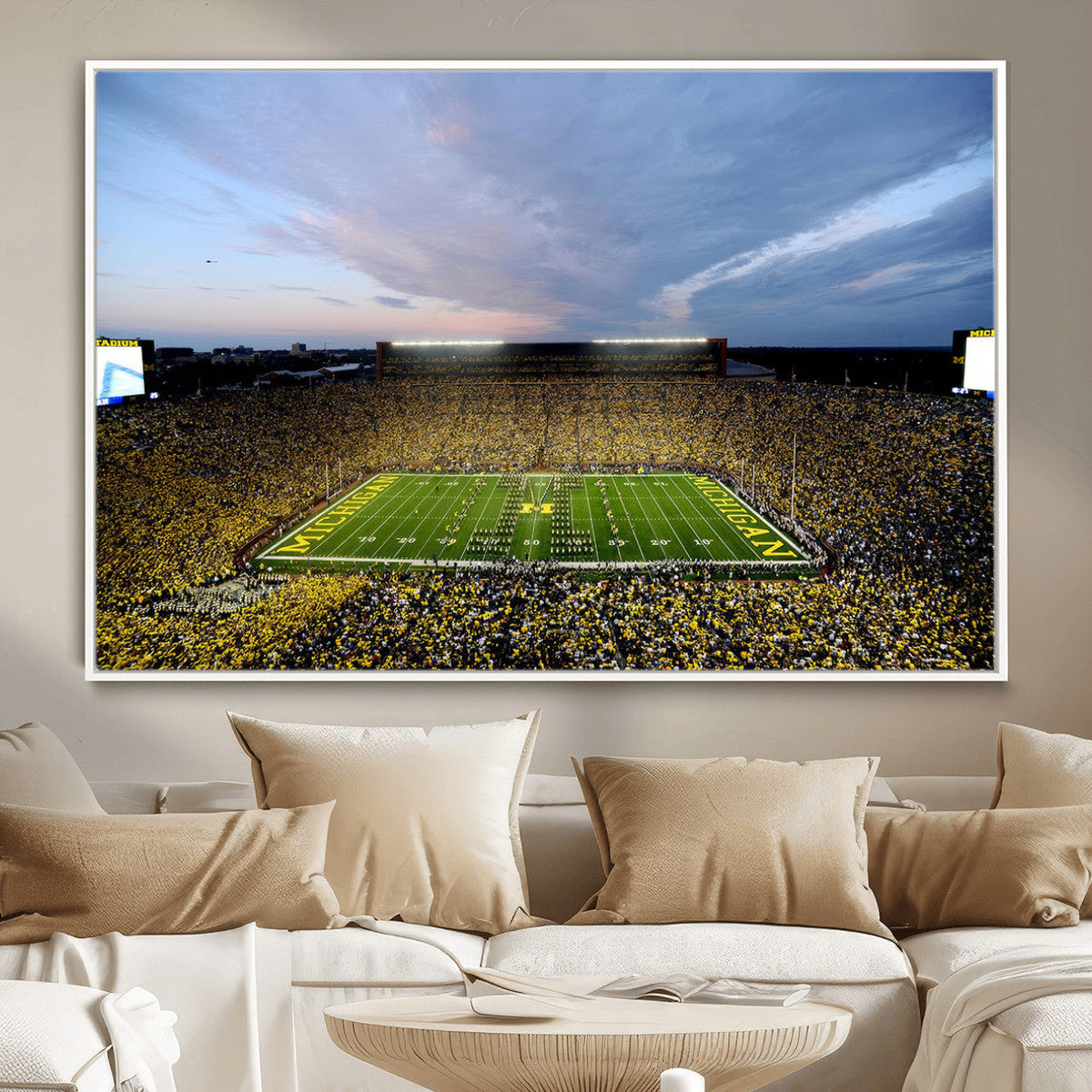 Michigan Stadium Wall Art Canvas Print, Vibrant Game Day