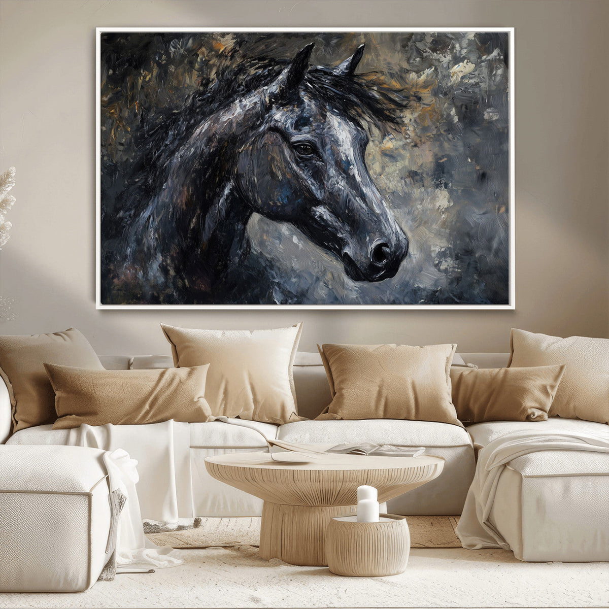 Large Abstract Horse Wall Art Canvas Print | Farmhouse Wall
