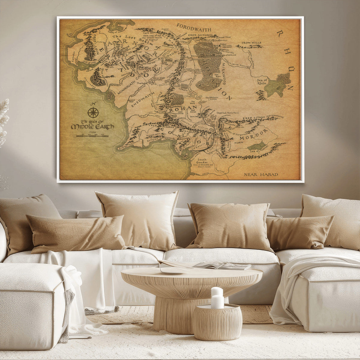 Middle Earth Map Canvas Wall Art – Vintage Fantasy Map
