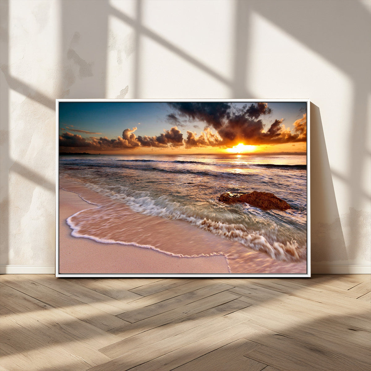 Sunset on Ocean Wall Art Canvas Print