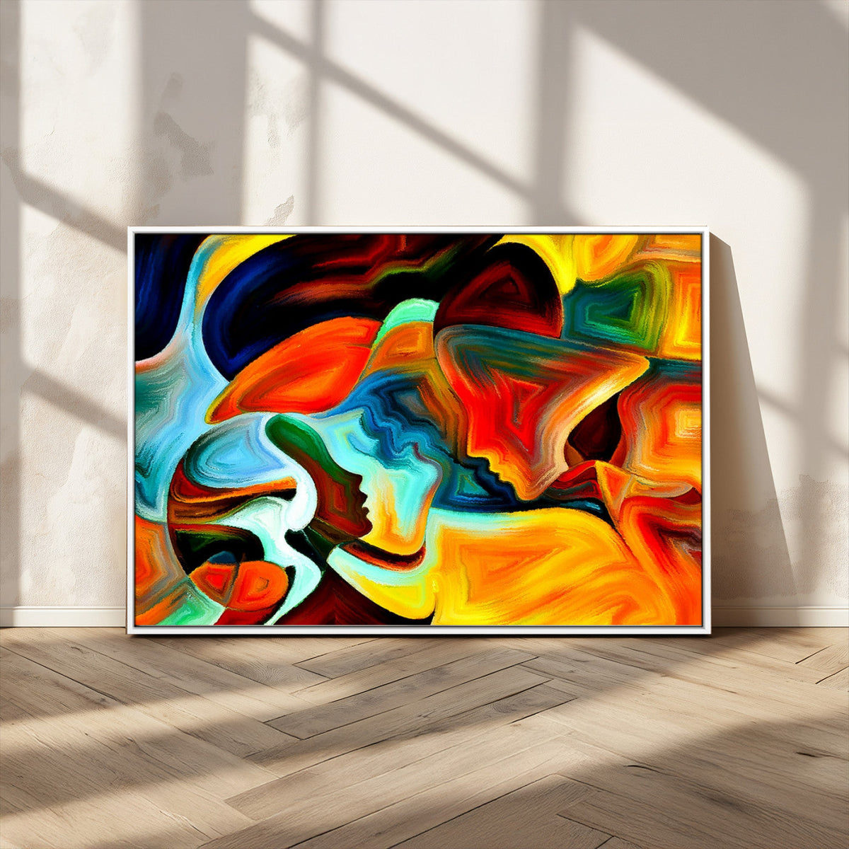Human Love Figures Abstract Wall Art Canvas Print