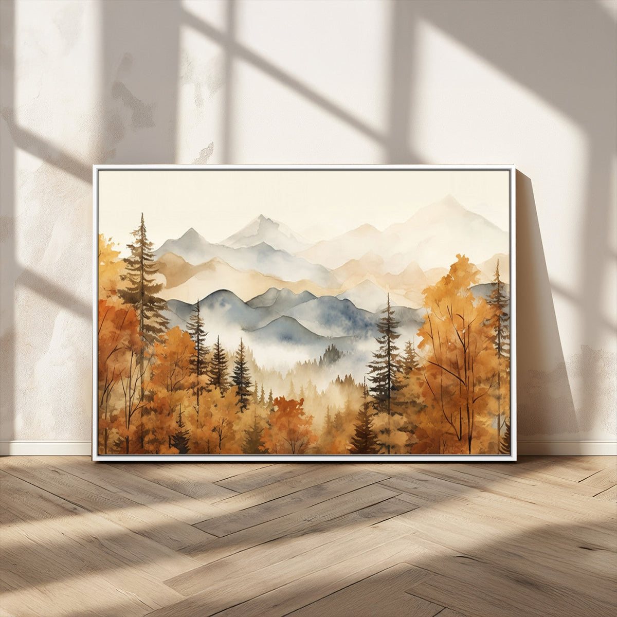 Golden Autumn Forest Wall Art Canvas | Mountain Landscape
