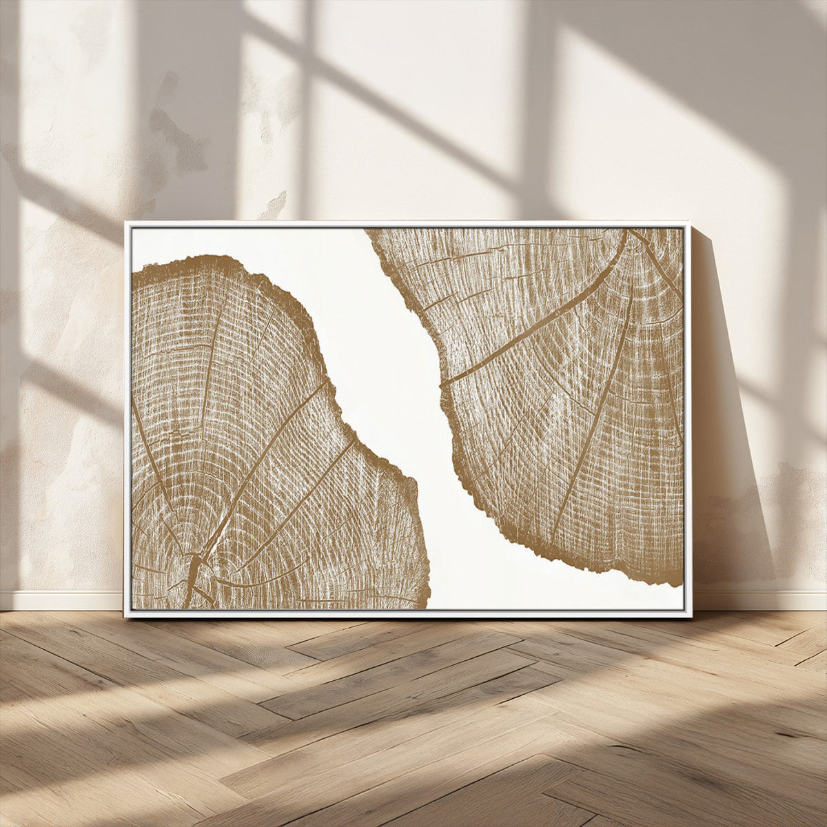 Rustic Brown Tree Ring Wall Art Canvas Print – Framed and