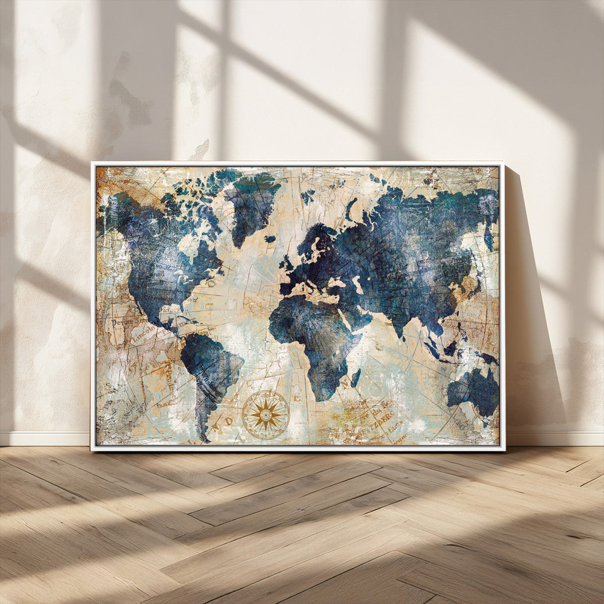 World Map Canvas Print – Framed Wall Art for Couples,