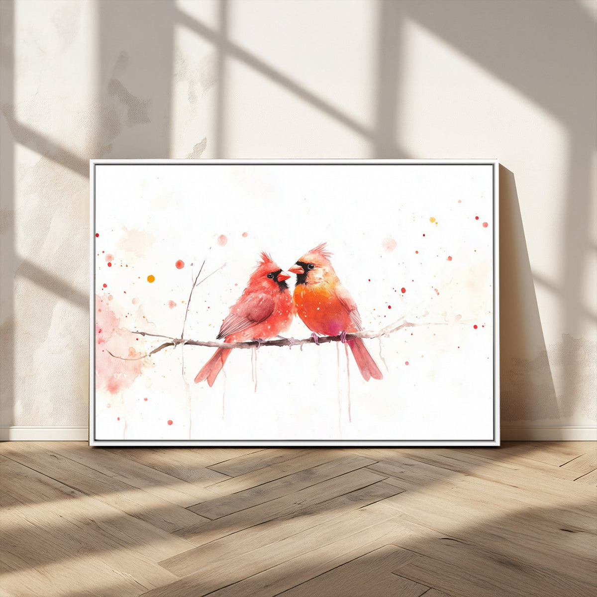 Cardinal Bird Canvas Wall Art - Male and Female Cardinal