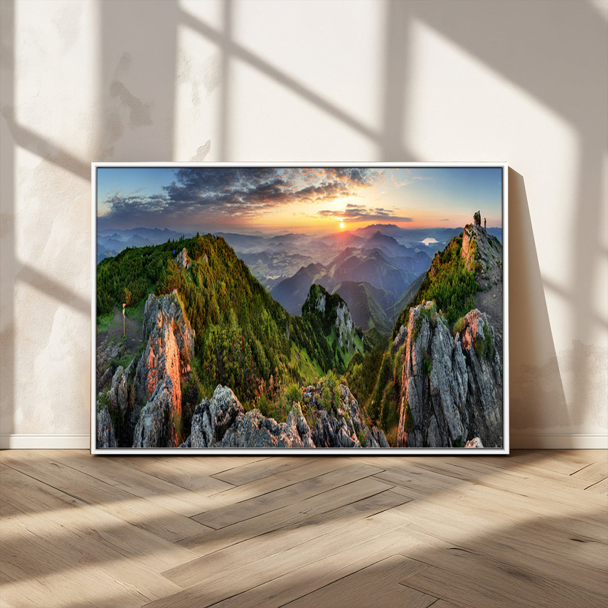 Mountain Sunset Panoramic Wall Art Canvas Print – Framed