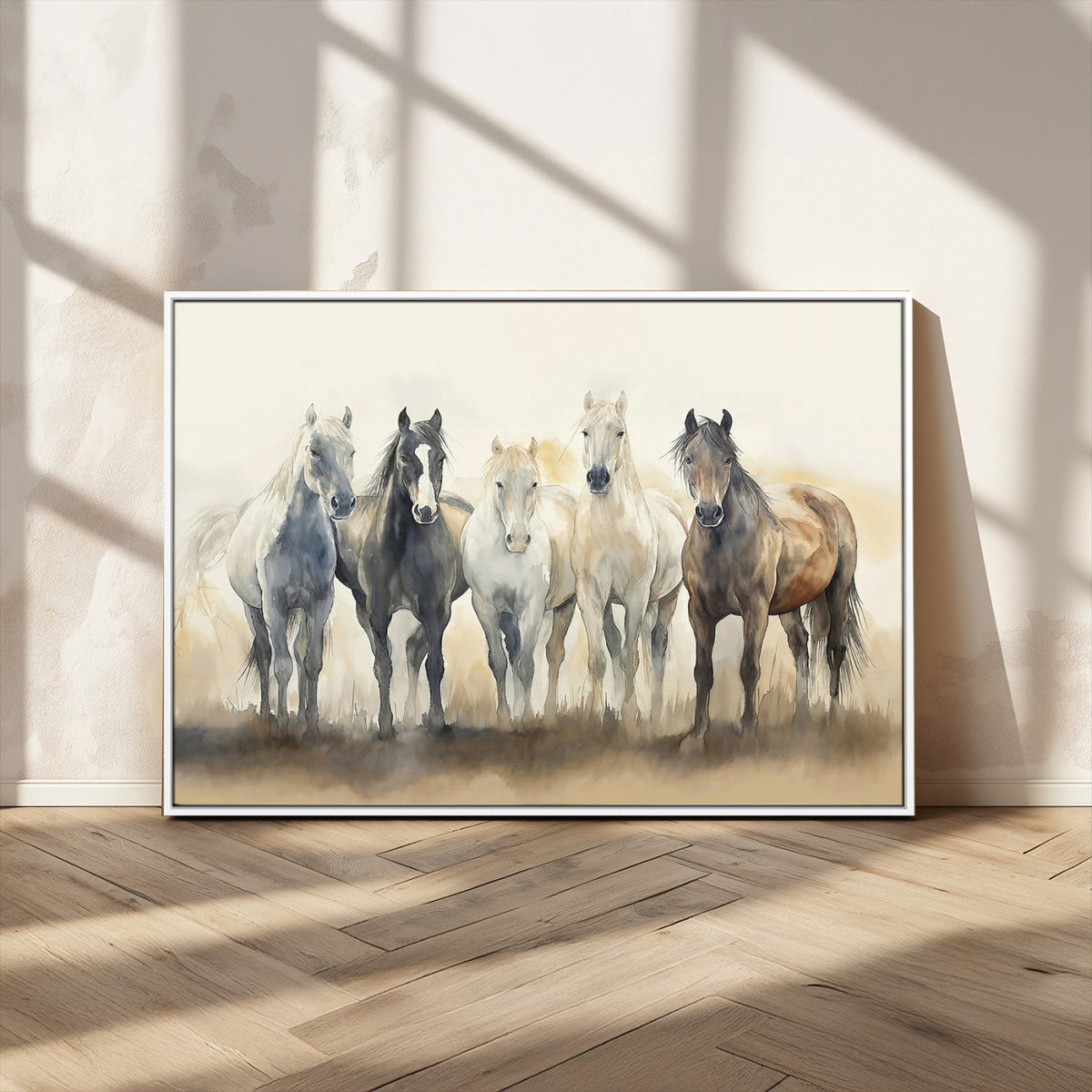 Wild Horses Wall Art Canvas Print, Framed Running Horses Art
