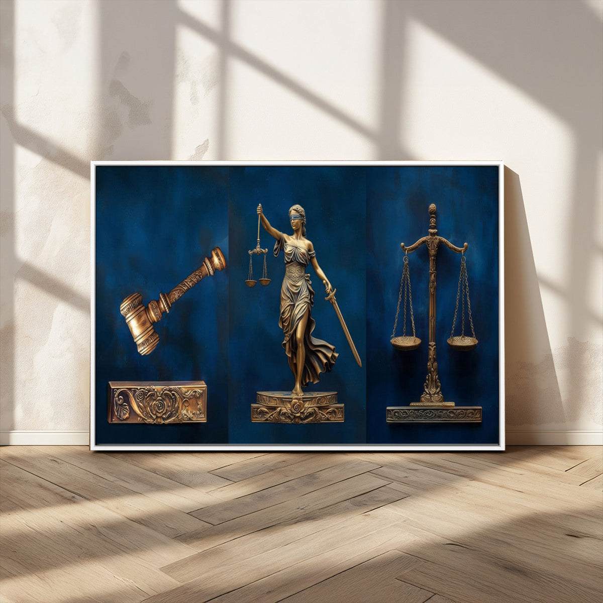 Lady Justice Wall Art Canvas Print – Elegant Gold Legal