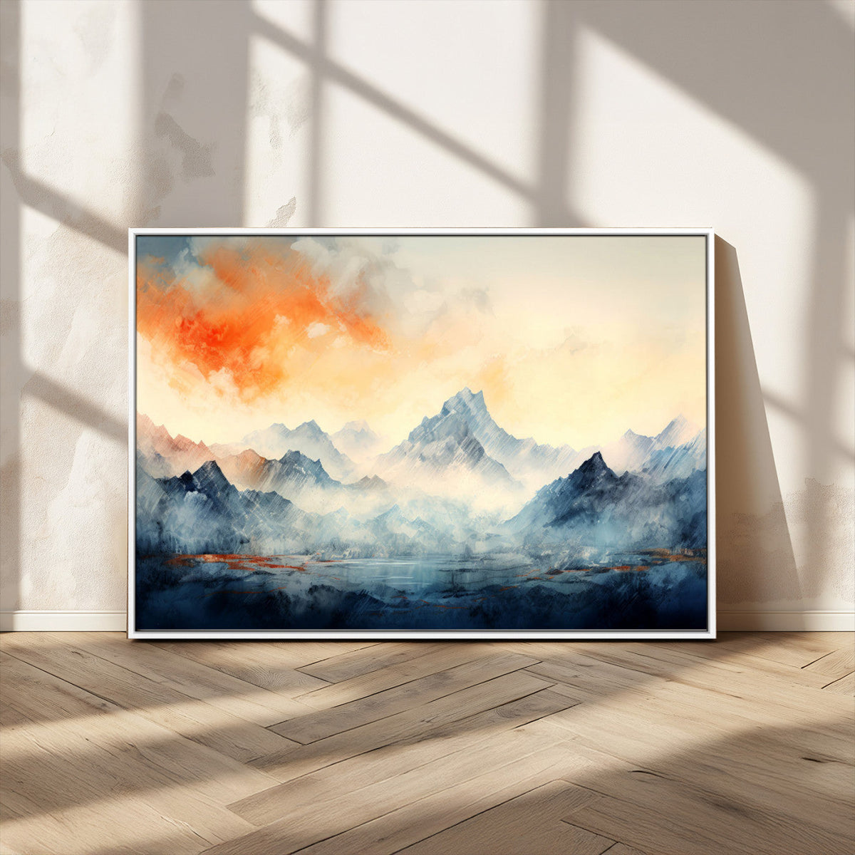Warm Clouds Abstract Mountain Wall Art Canvas Print