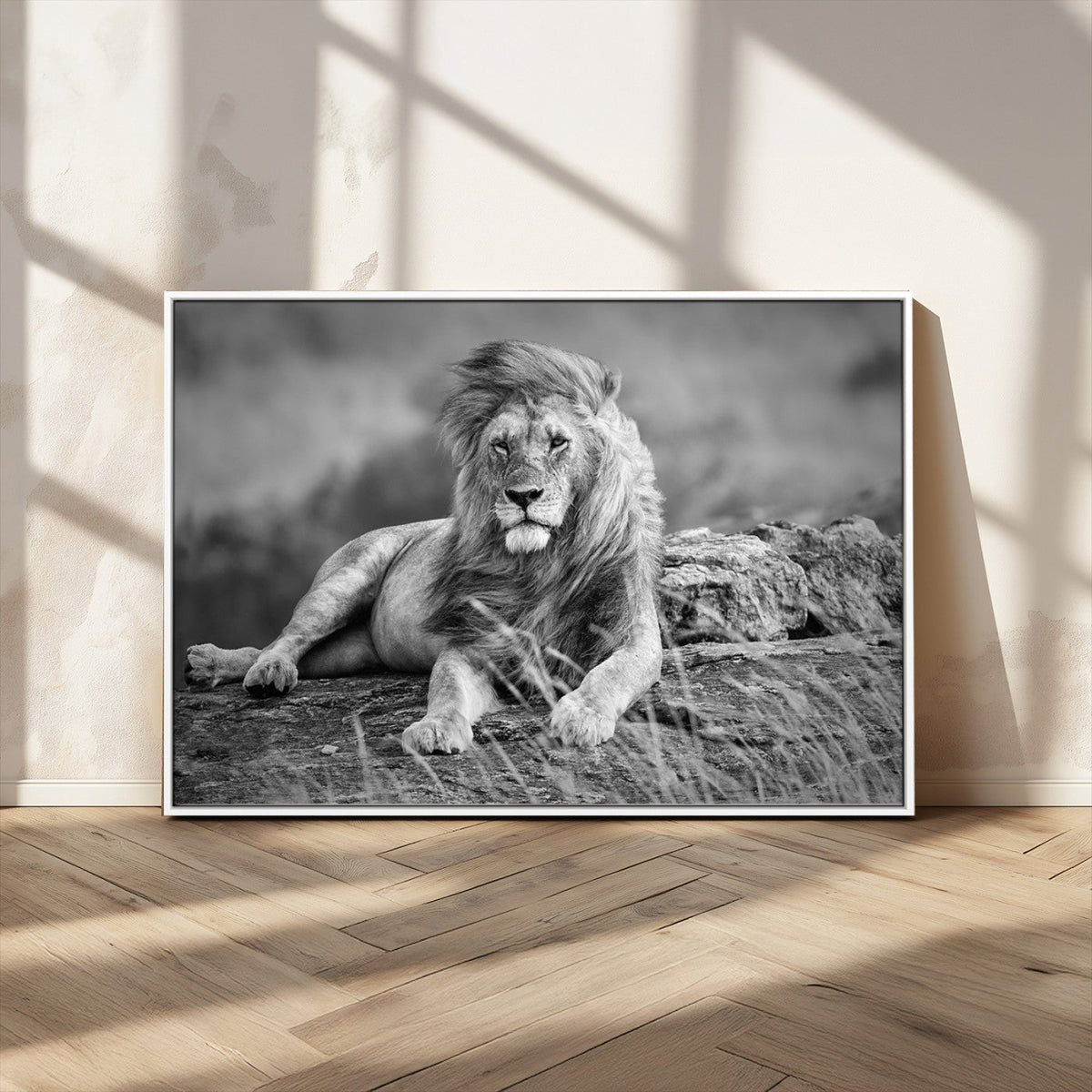 King Forest Lion Wall Art Canvas Print – Framed Majestic