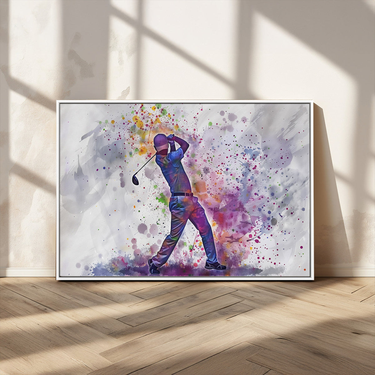 Watercolor Golf Swing Wall Art Canvas Print | Vibrant