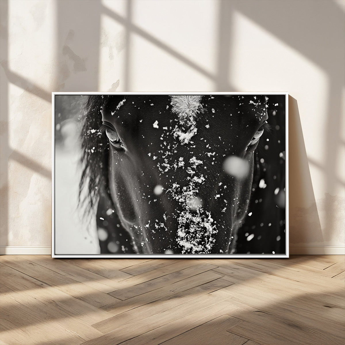 Winter Horse Snow Wall Art Canvas Print