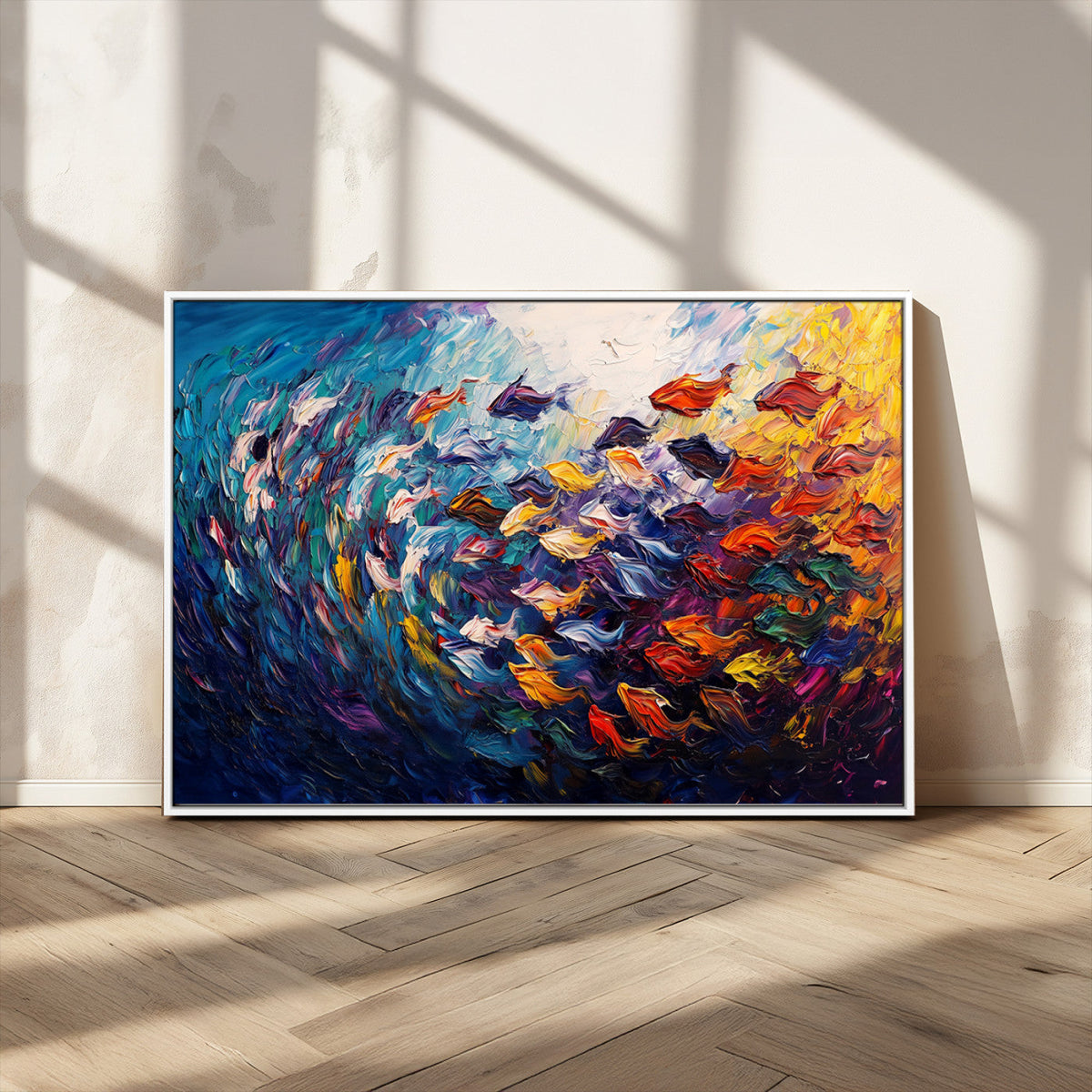 Vibrant Abstract Fish Swarm Art – Colorful Fish Inspired