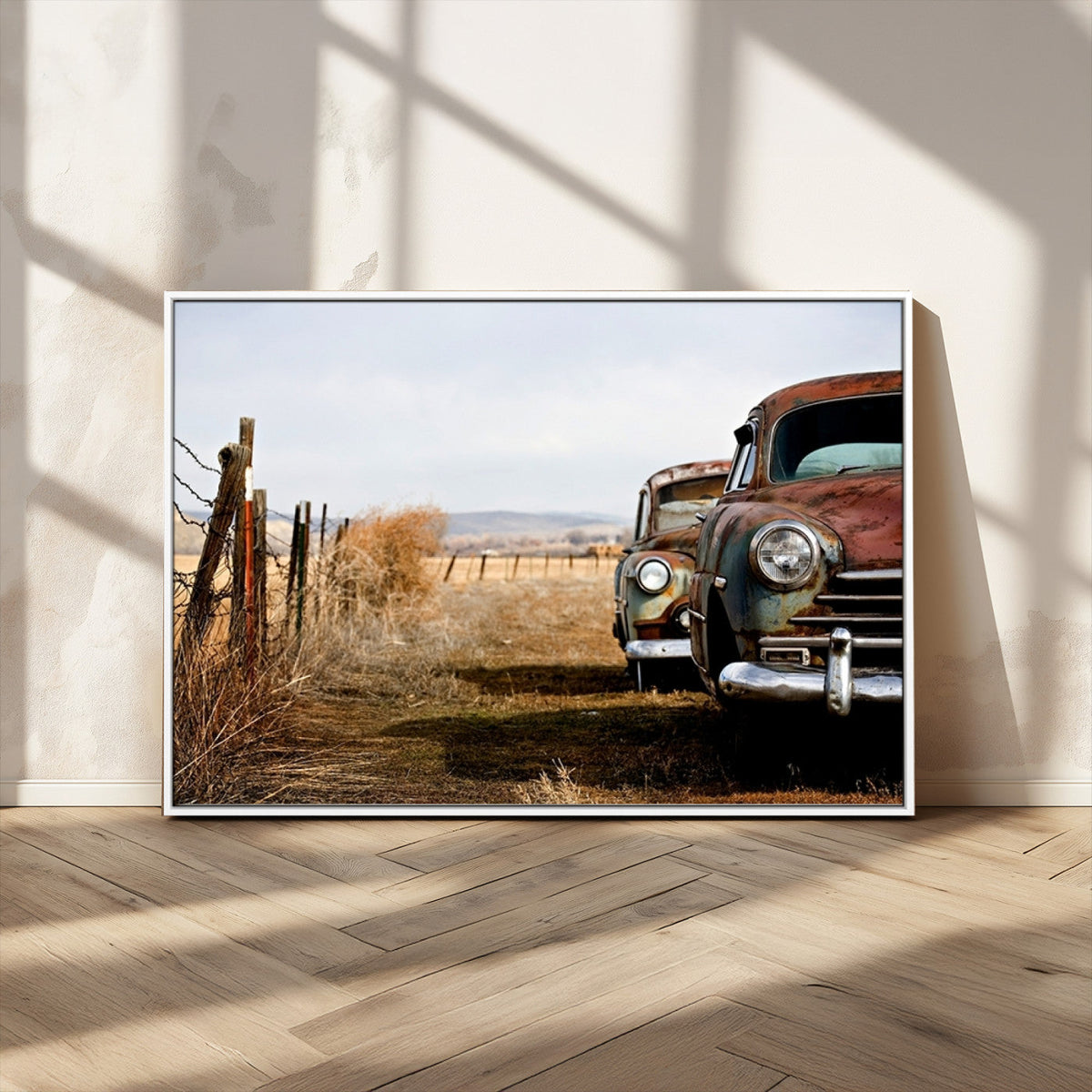 Old Rustic Classic Car Wall Art Canvas Print
