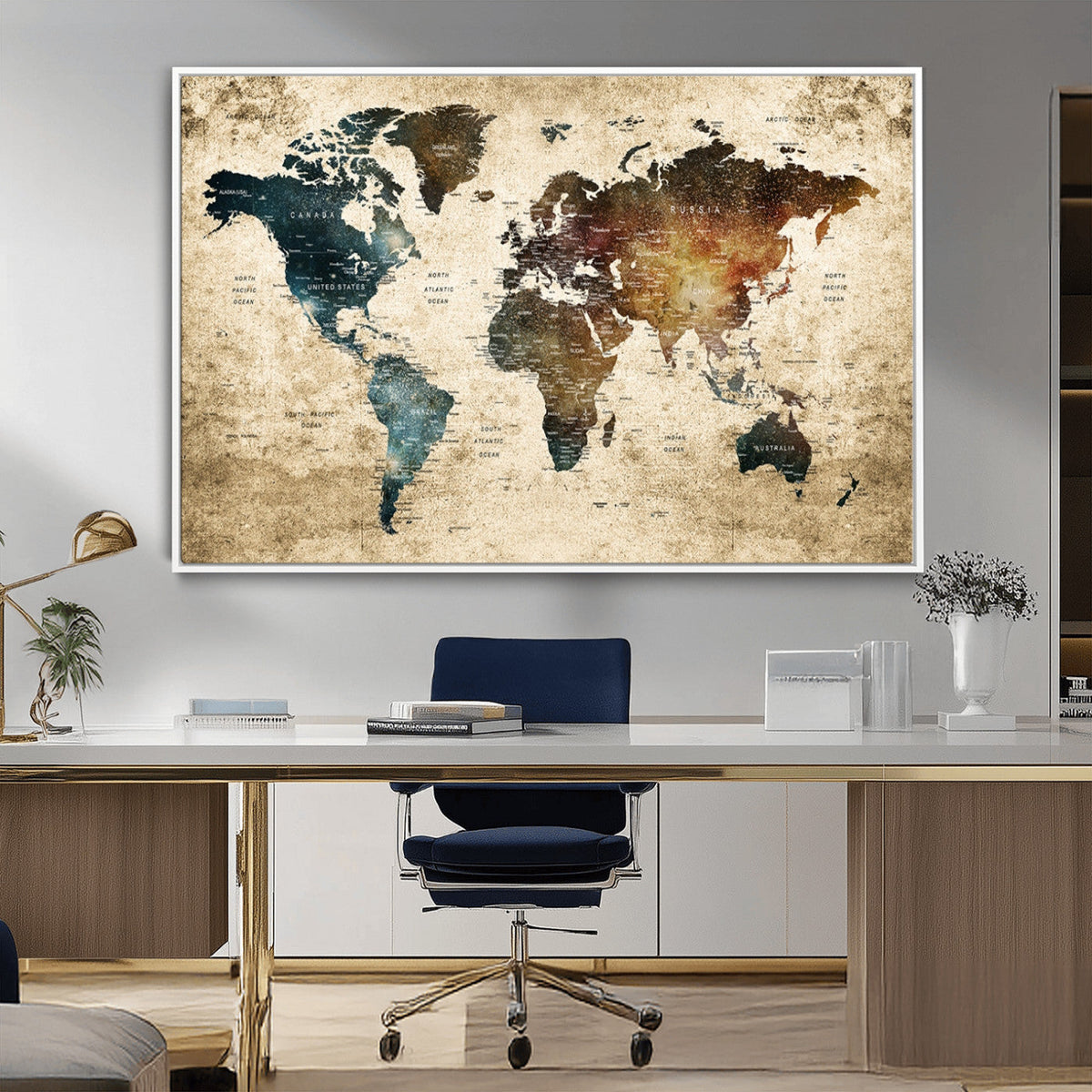 World Map Canvas Print – Detailed Map of the World Wall Art