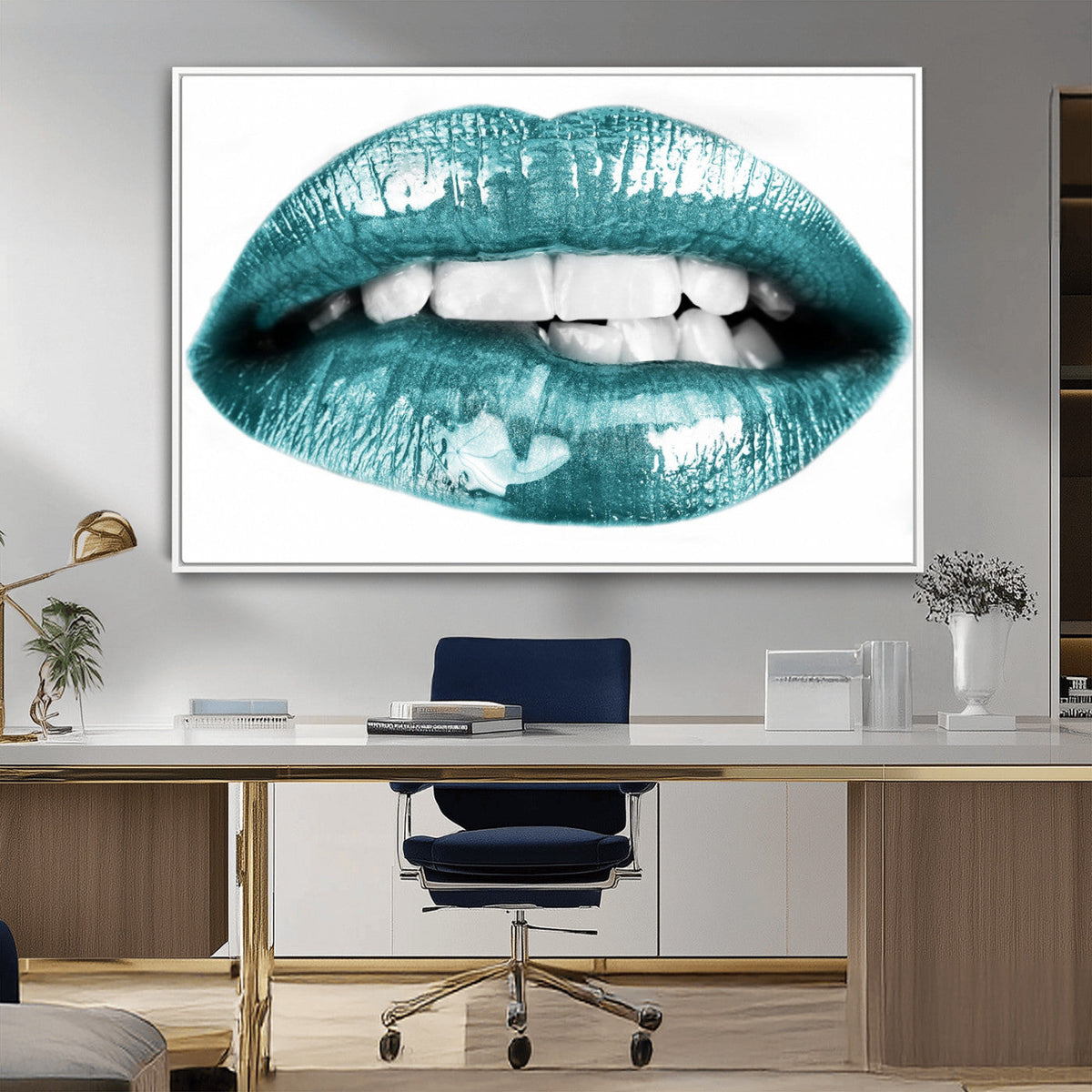 Blue Lips Wall Art Canvas Print