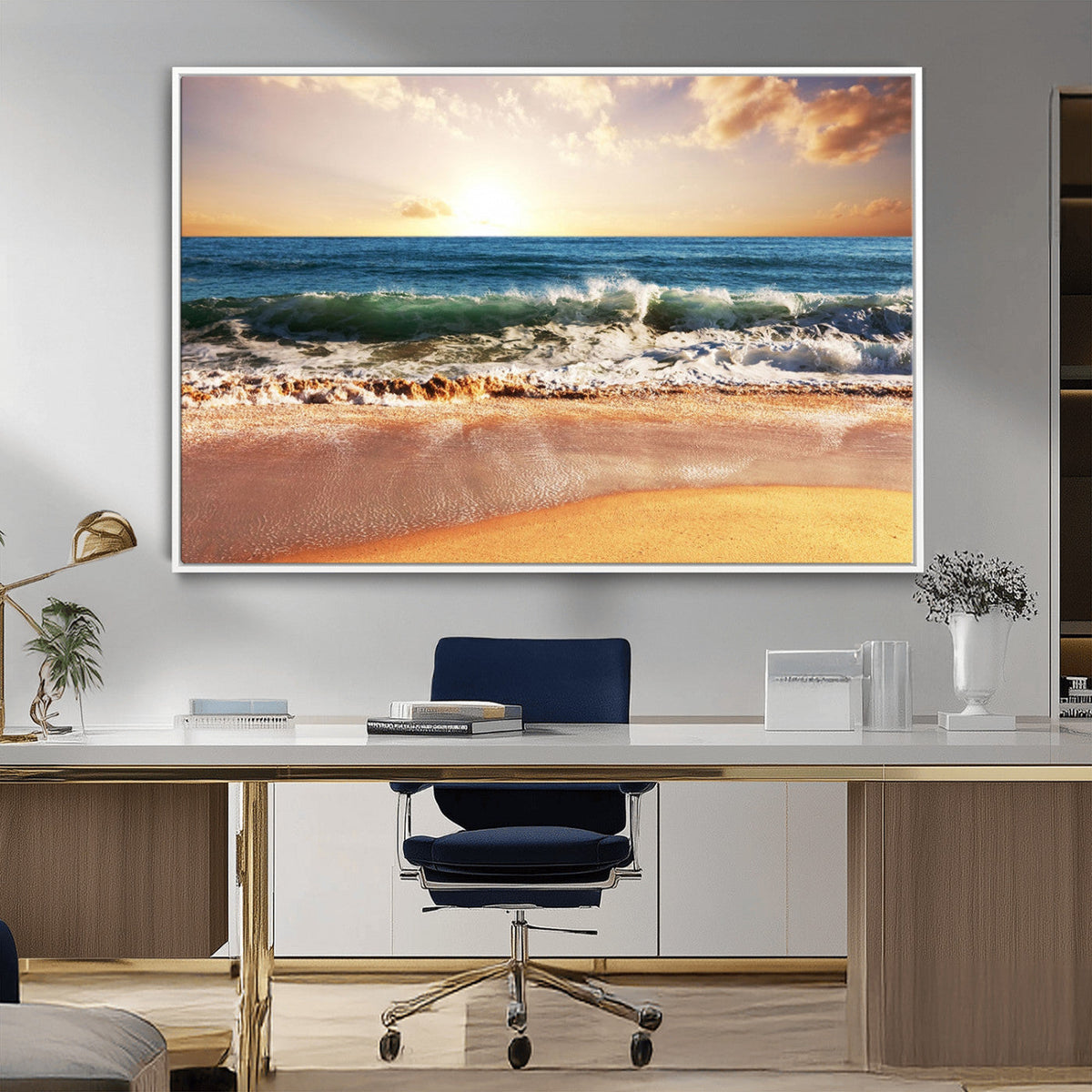 Serene Beach Path Canvas Art, Giclee Canvas Print with