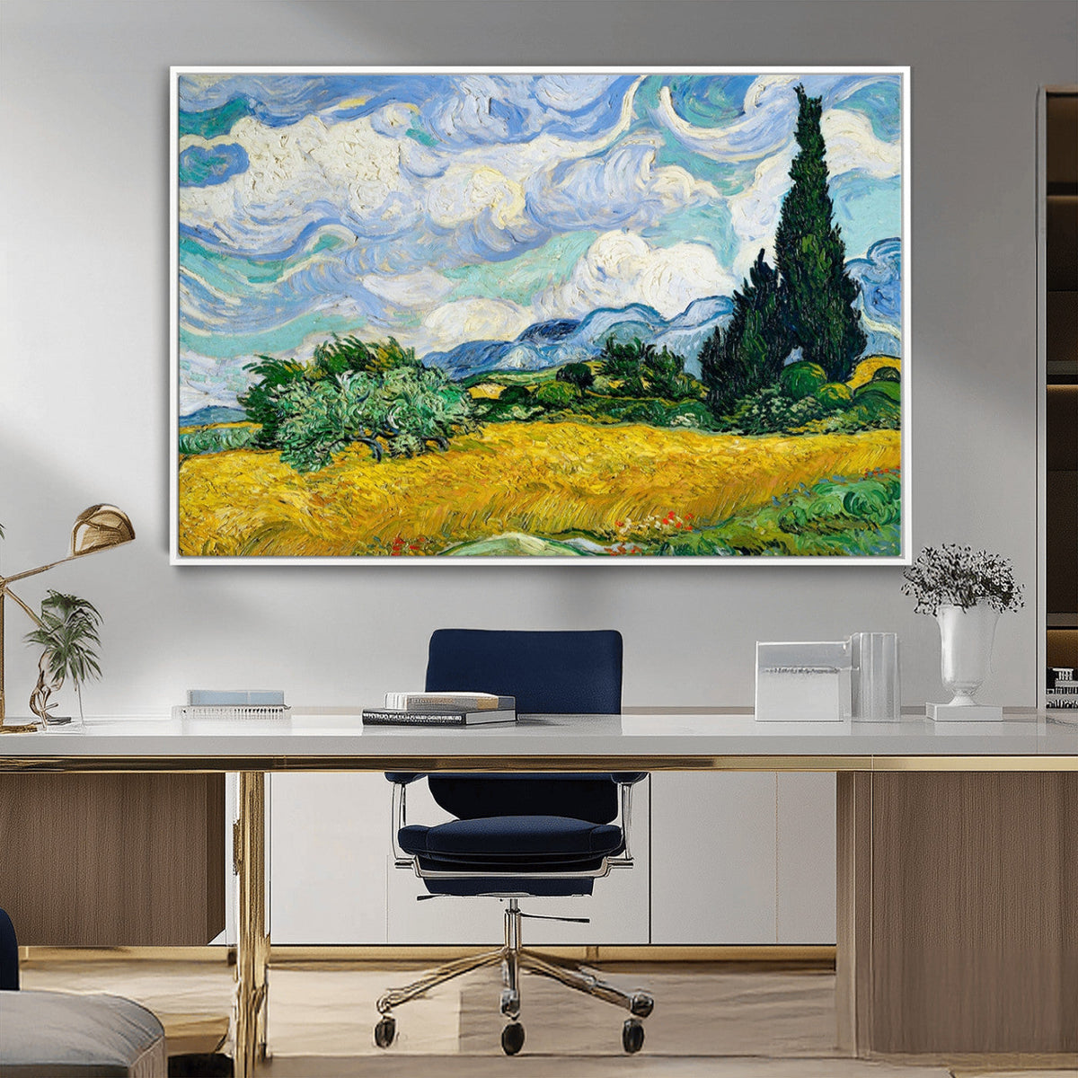 Wheatfield With Cypresses By Van Gogh Painting Wall Art