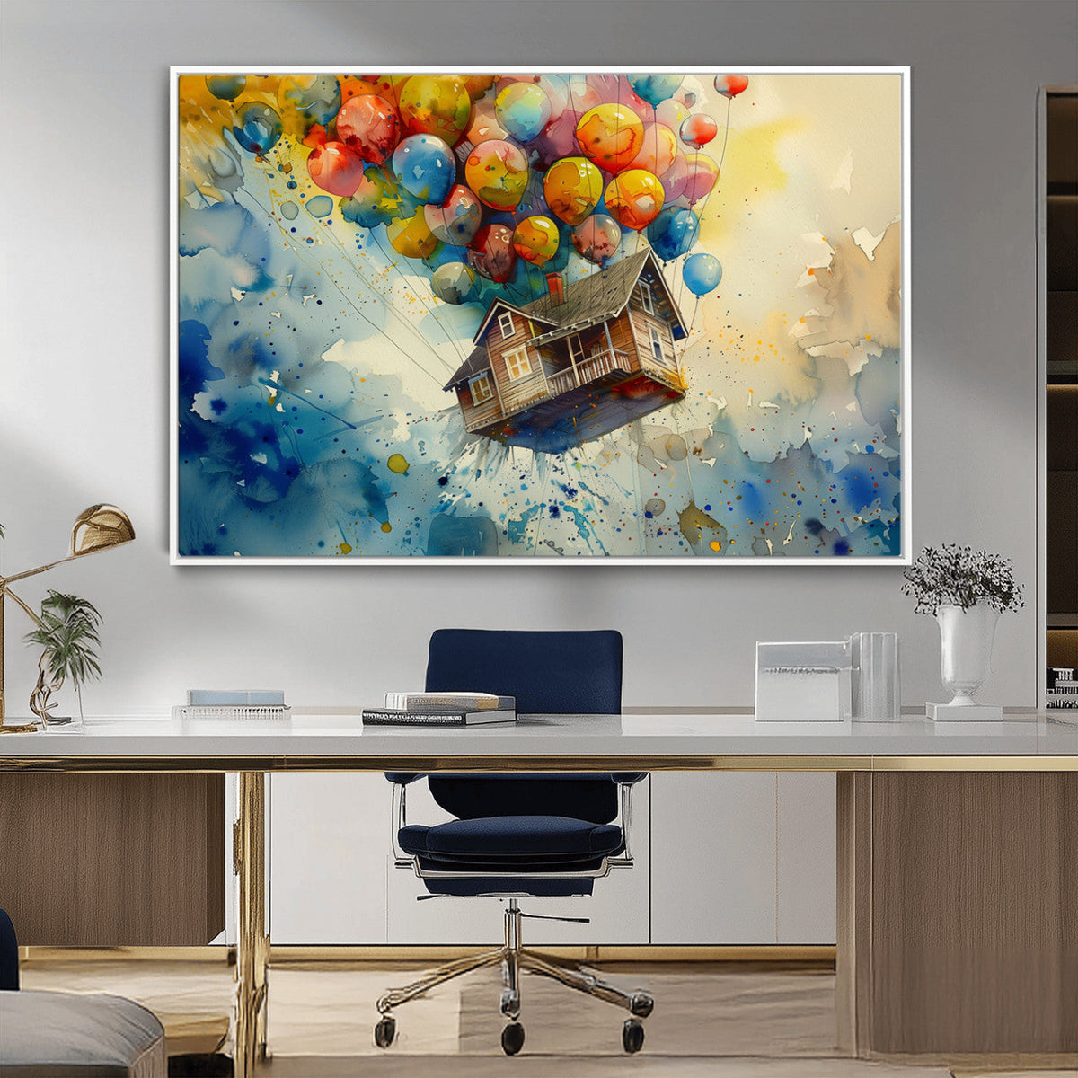 UP-Inspired Floating House with Balloons Canvas Art –
