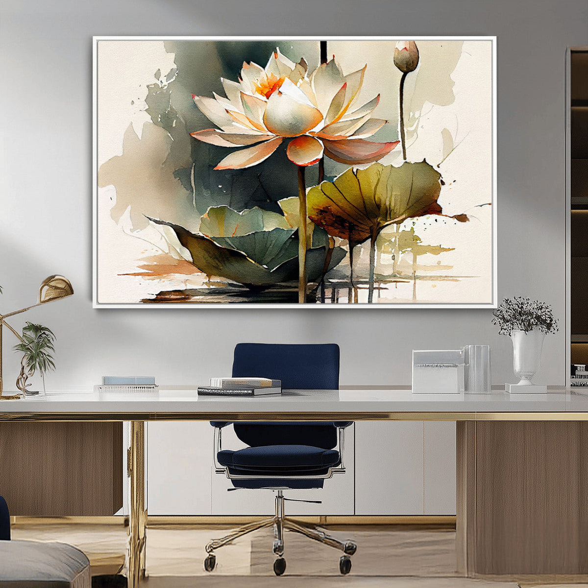 Lotus Flower Watercolor Canvas Print – A Symbol of Serenity