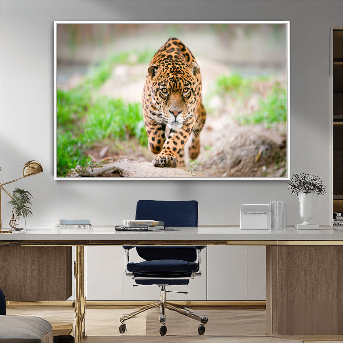 Leopard on the Prowl - Stunning Large Framed Leopard Wall