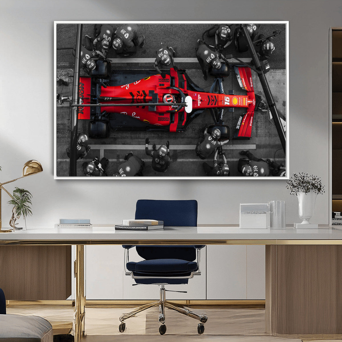 Ferrari Pit Stop Canvas Wall Art – Precision and Speed