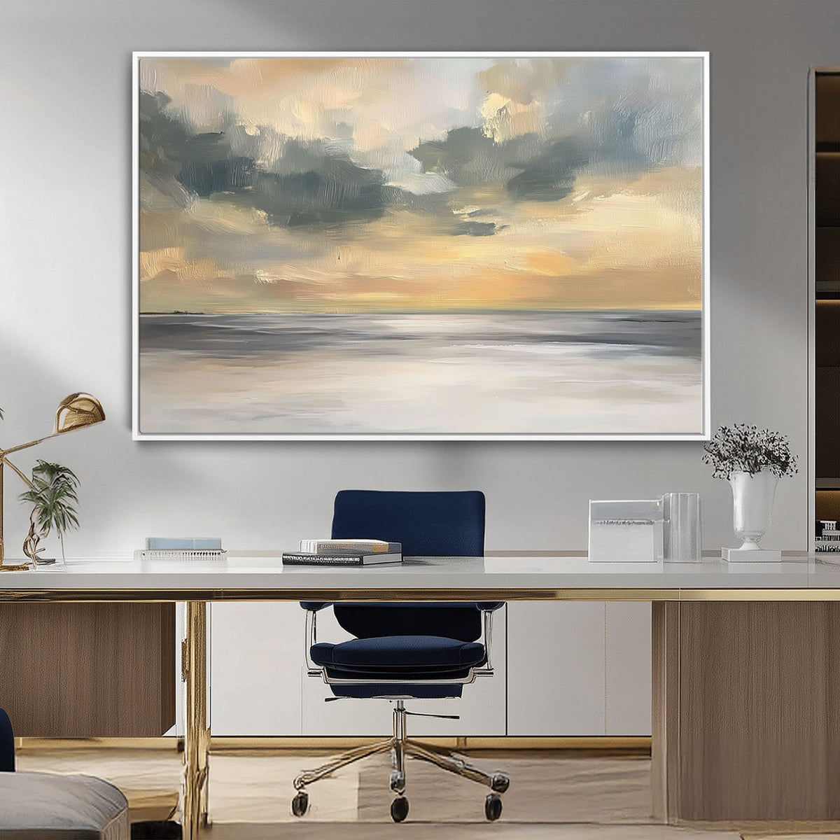Modern Coastal Artwork with Vibrant Abstract Ocean Waves