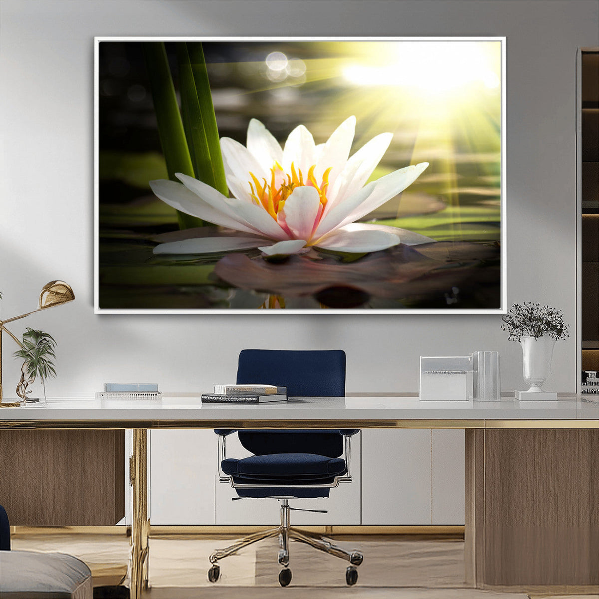 Lotus Flower Wall Art Canvas Print, Water Lily Large Wall