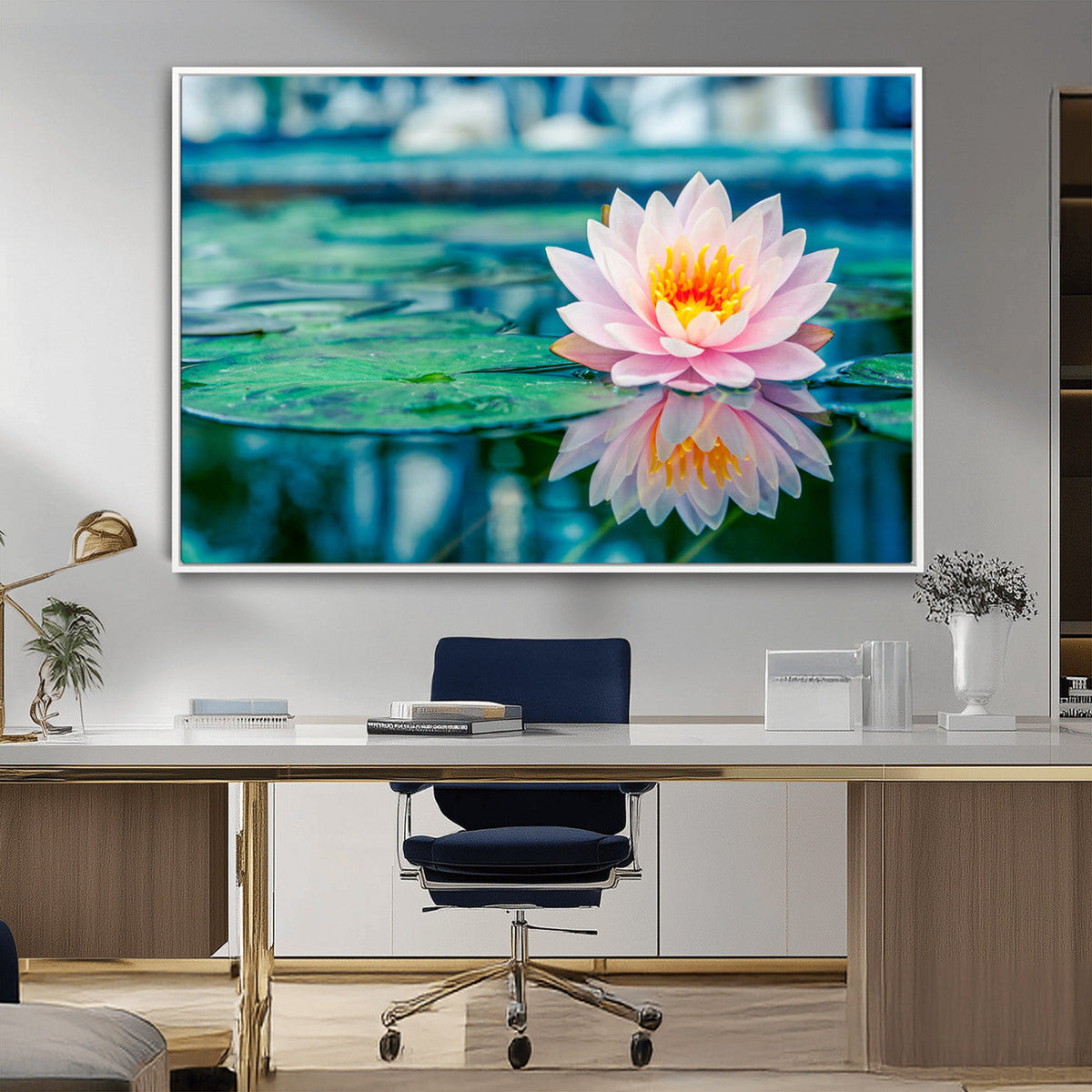Lotus Flower Wall Art Canvas Print, Water Lily Large Wall