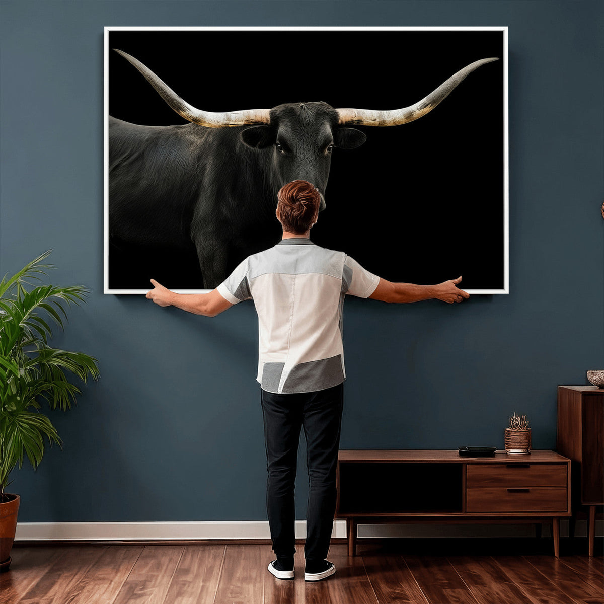 Longhorn Cattle Wall Art Canvas Print – Framed Texas Ranch