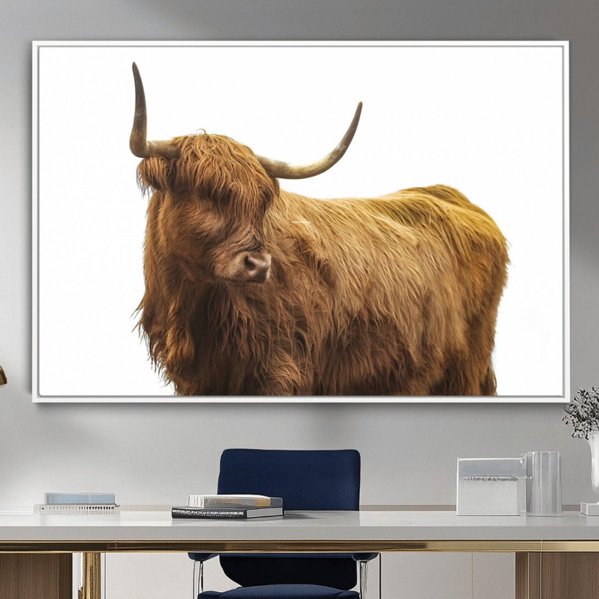 Highland Cow Wall Art Canvas Print – Framed Farmhouse Wall