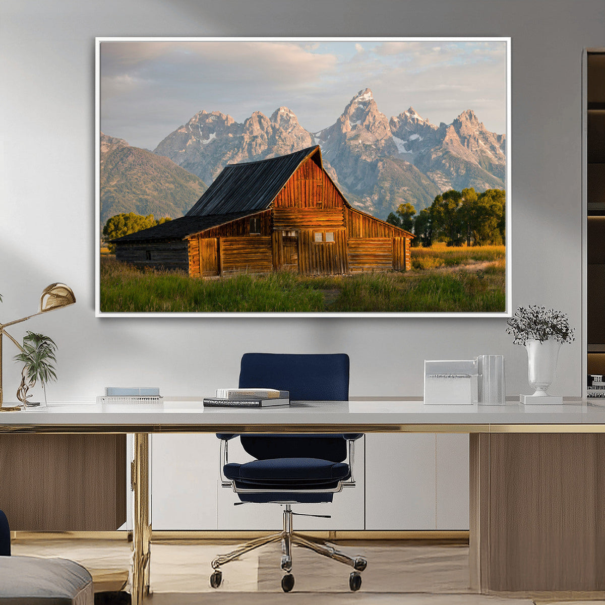 Rustic Barn Wall Art Canvas Print – Framed Grand Teton Park