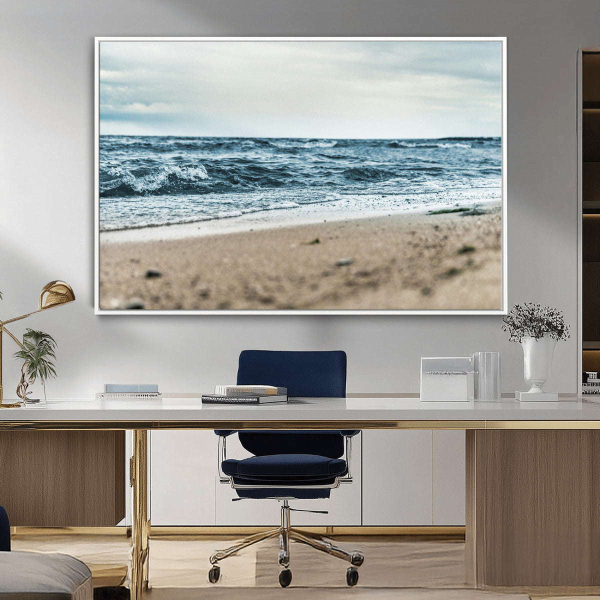 Ocean Wall Art Canvas Print – Framed Moody Seascape Coastal