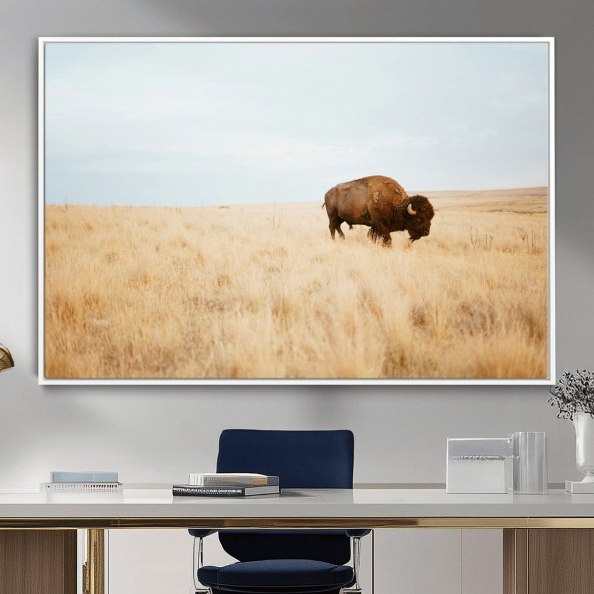 Buffalo Wall Art Canvas Print – Framed Western Wildlife