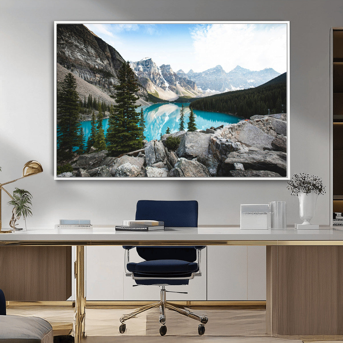 Canadian Rockies Wall Art Canvas Print – Framed Mountain