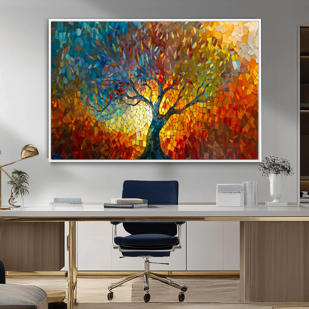 Yggdrasil Tree of Life Mosaic Stained Glass Wall Art, Tree