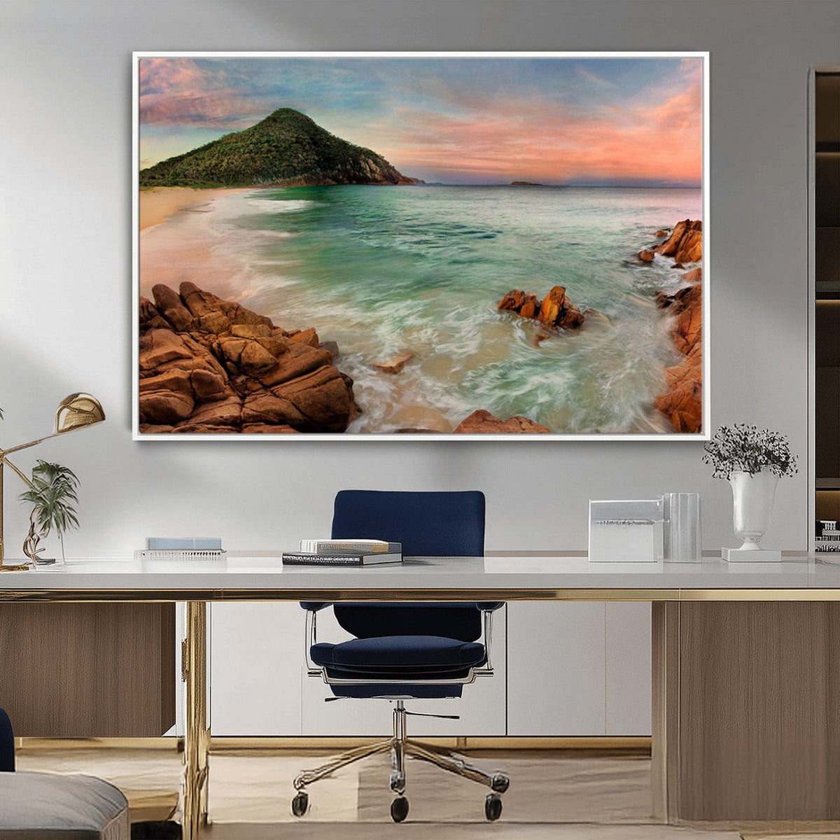 Coastal Landscape Wall Art Canvas Print – Rocky Shore and