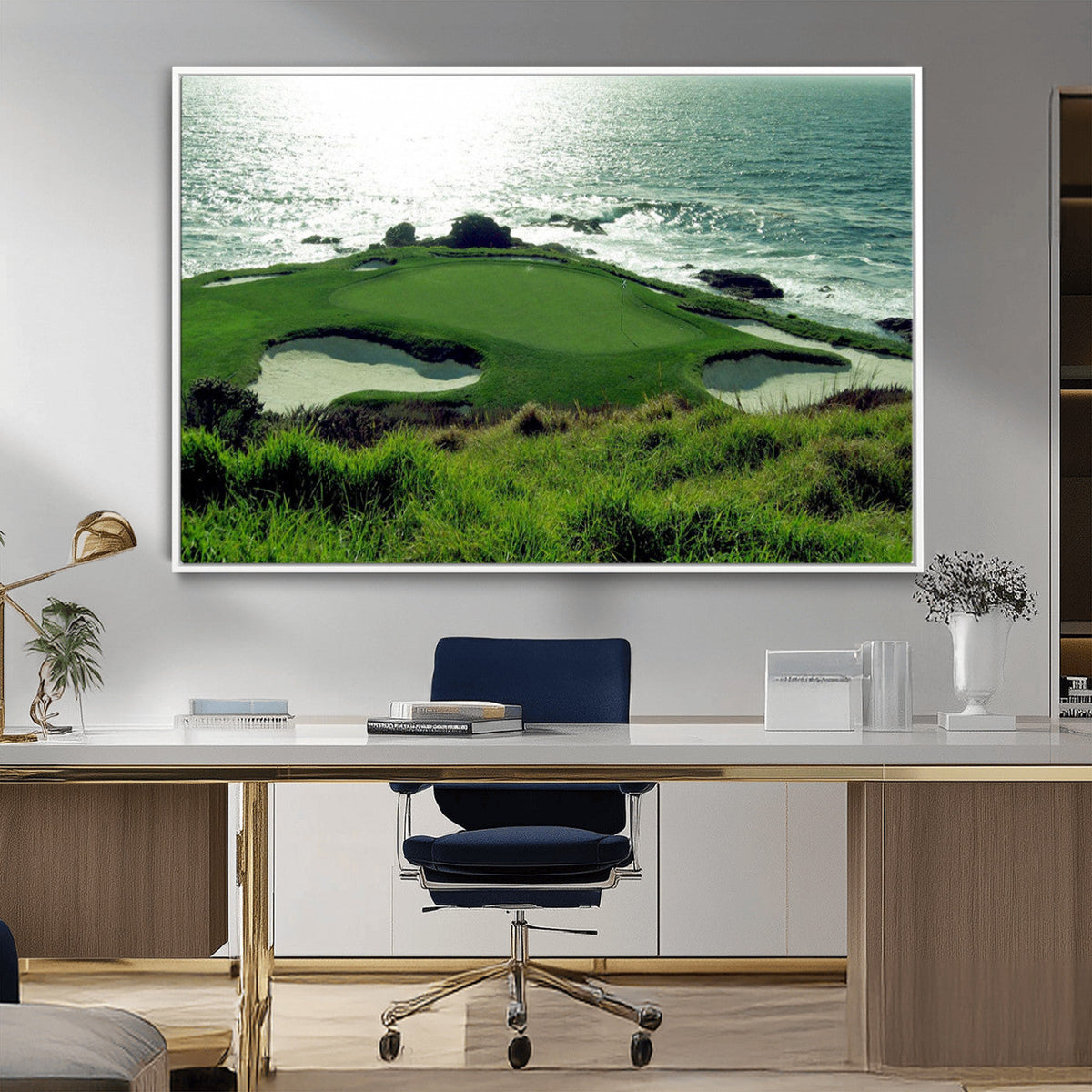 Coastal Golf Course Wall Art Canvas Print – Scenic Green