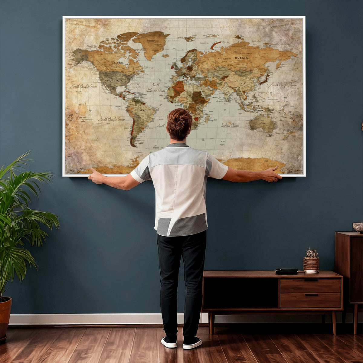World Map Canvas Print – Detailed Map of the World Wall Art
