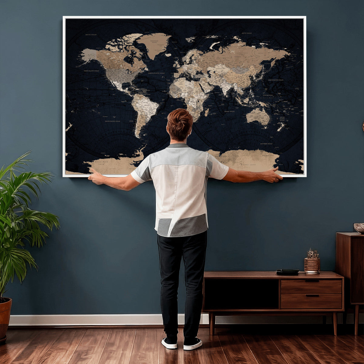 Grunge Wall Art World Map Canvas Print